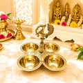 BR - 23 Peacock 4 bowl Haldi Kumkum Container