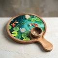 WP-2 Wooden Koi Fish Pond Art Snack Platter