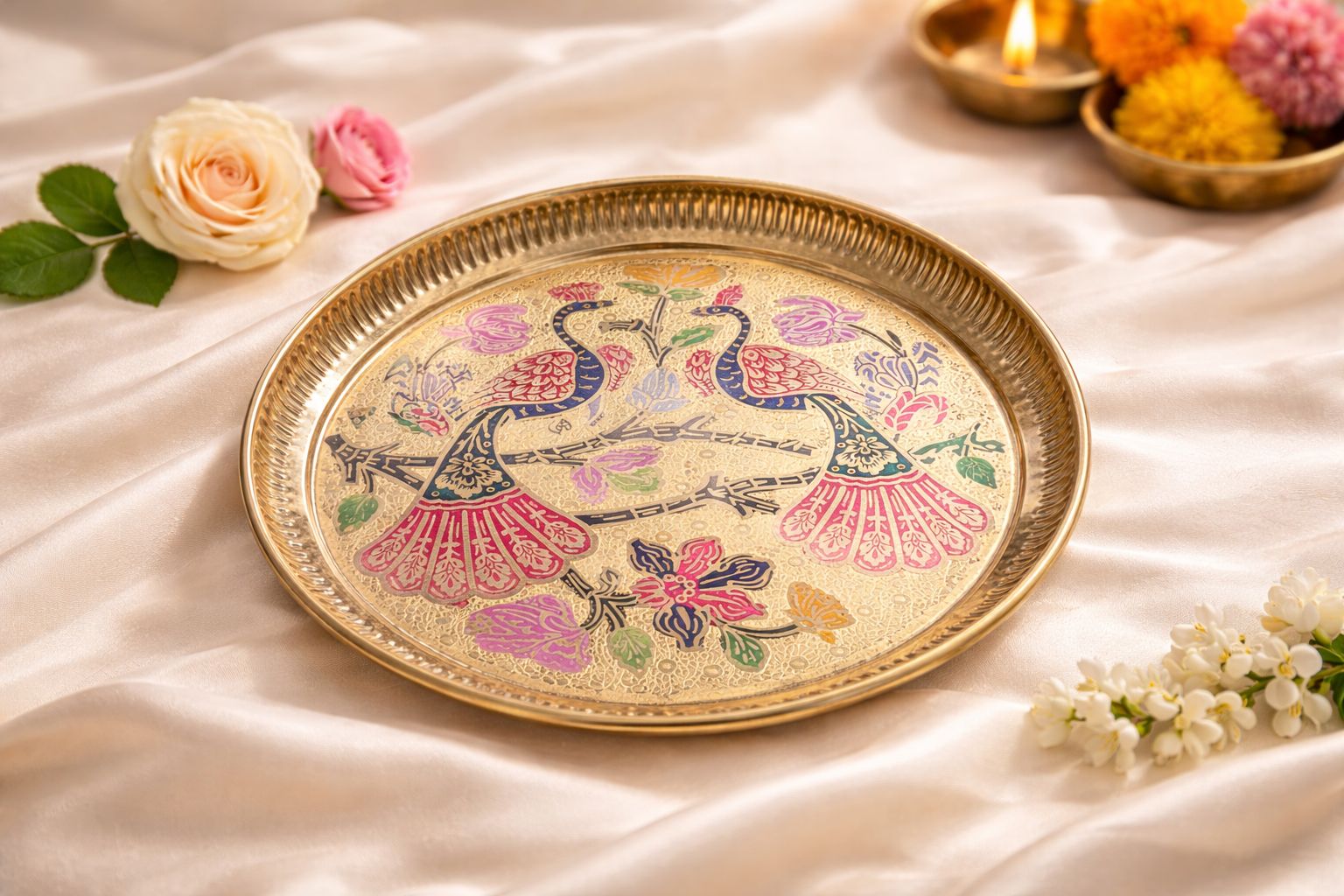 Meenakari Print Pooja Thali