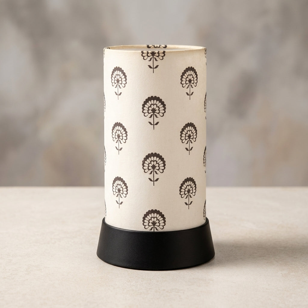 A-6 Floral Black Block Pattern