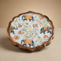 WP-3 Elephant and Floral Design Wooden Snack Platter